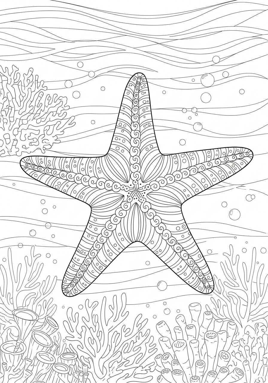 Desenho de Estrela do Mar detalhado para colorir