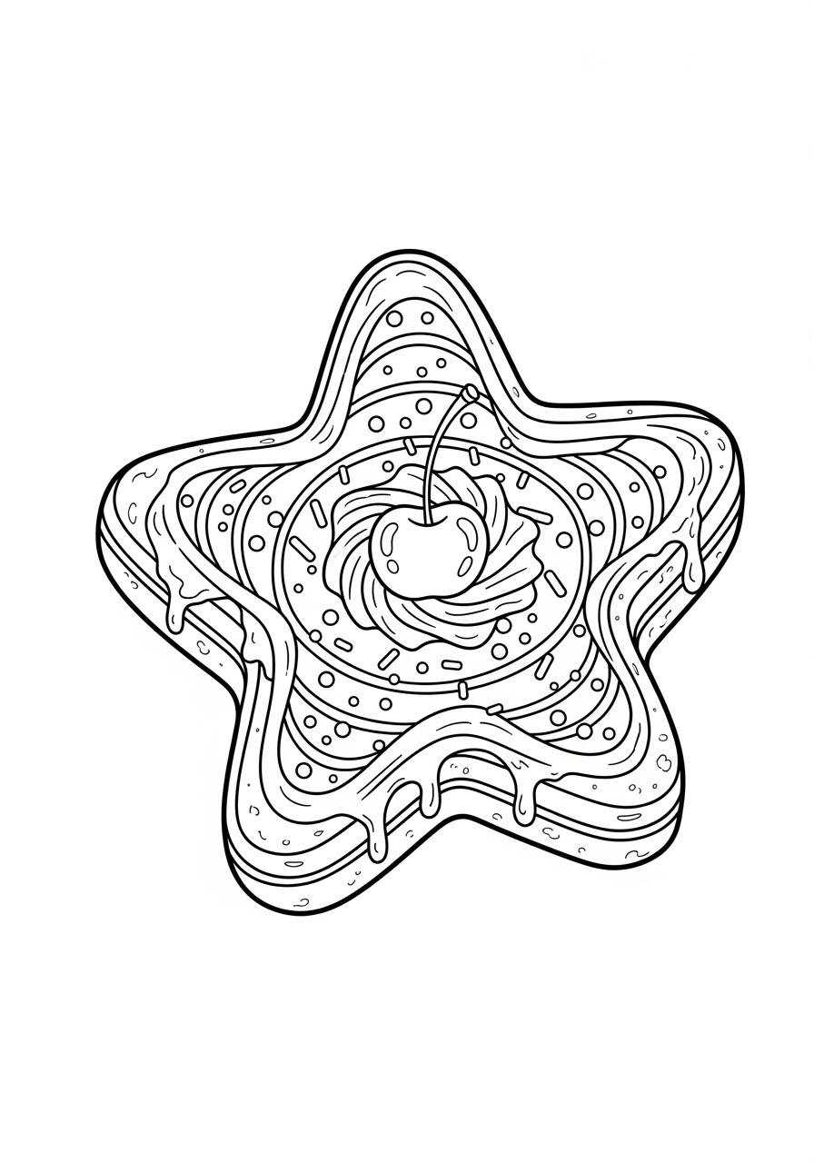 Desenho de estrela em formato de sobremesa para colorir