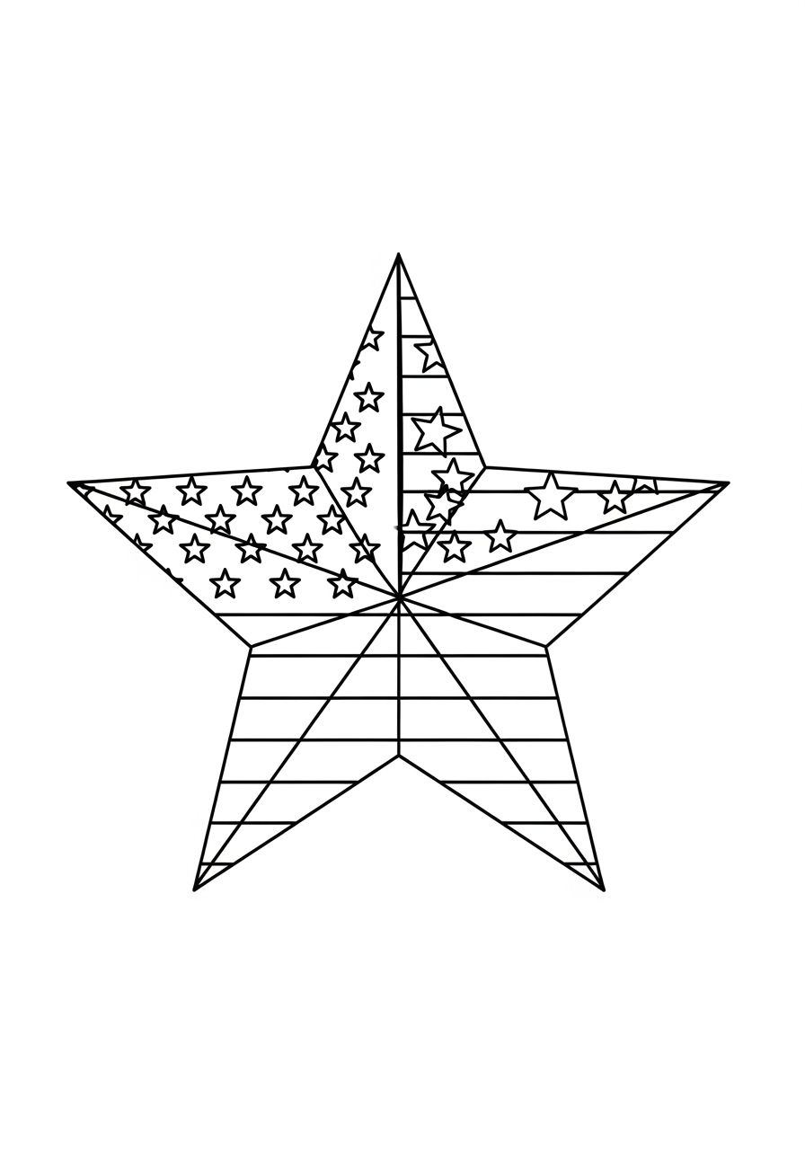 Desenho de Estrela com linhas e estrelas menores para colorir