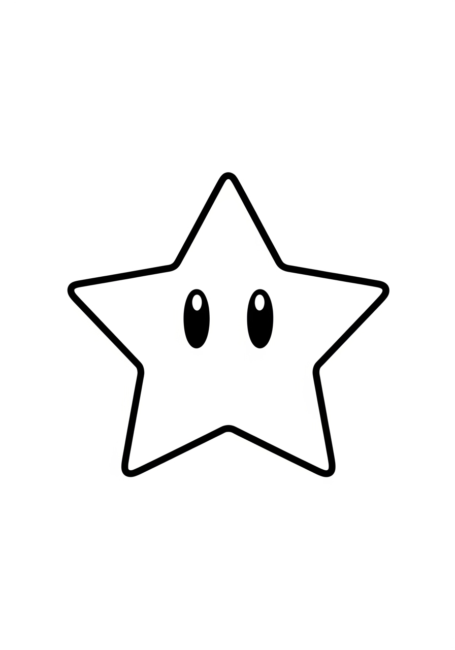 Desenho de estrela simples com olhos para colorir