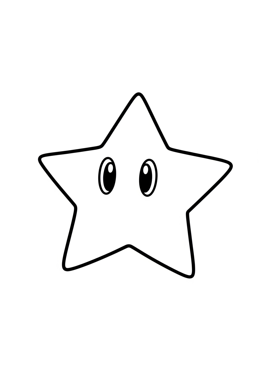 Desenho de Estrela com olhos grandes para imprimir e colorir