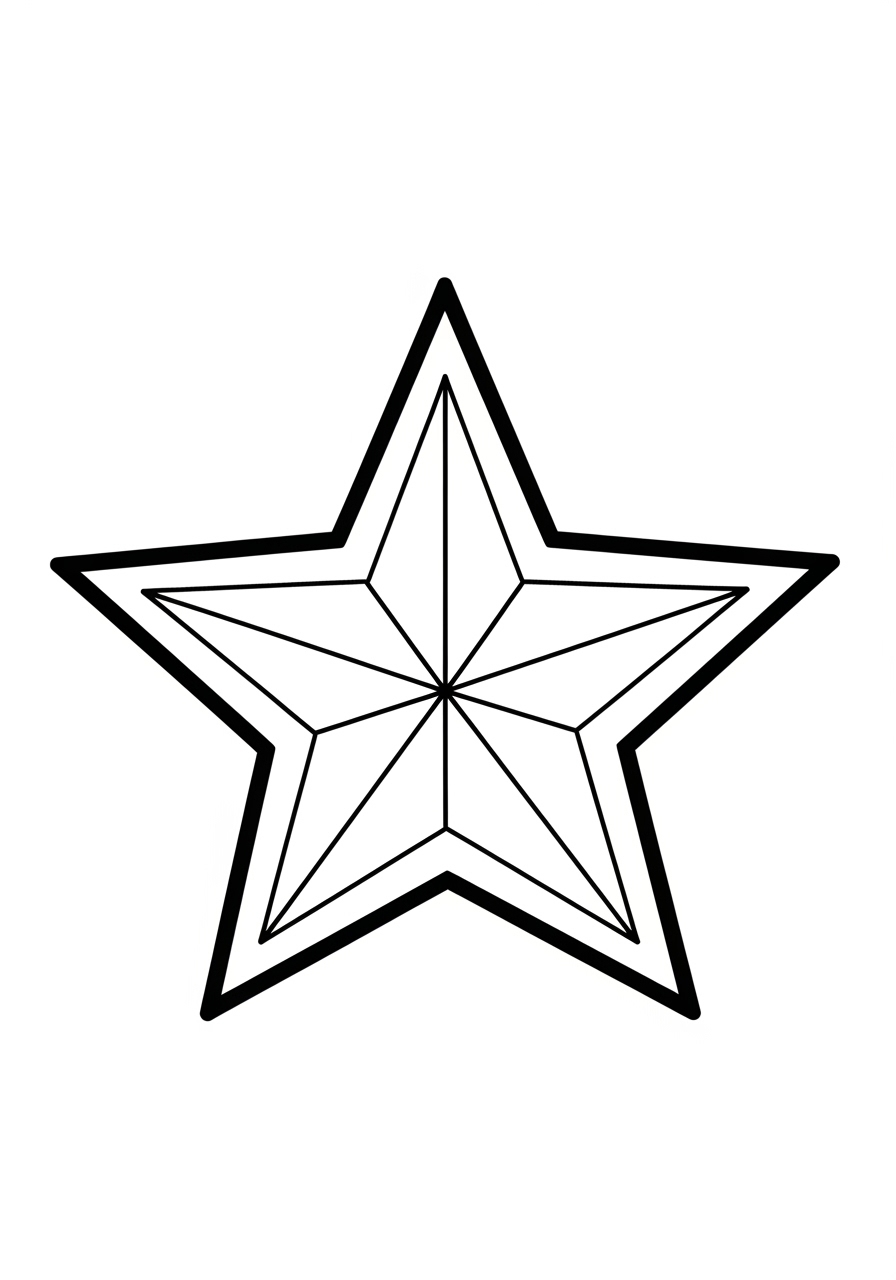 Desenho de Estrela com detalhes geométricos para colorir
