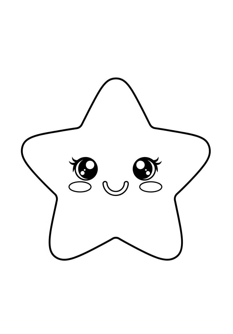 Desenho de Estrela sorridente com olhos grandes para colorir