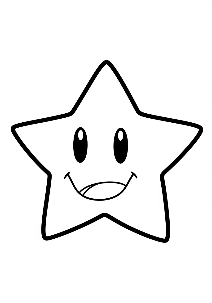 Desenho de estrela sorridente simples para colorir