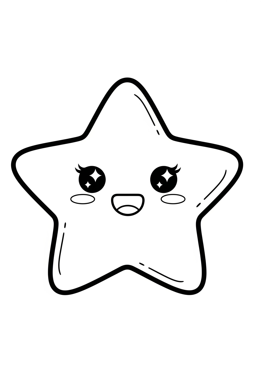 Desenho de Estrela sorridente estilo kawaii para colorir