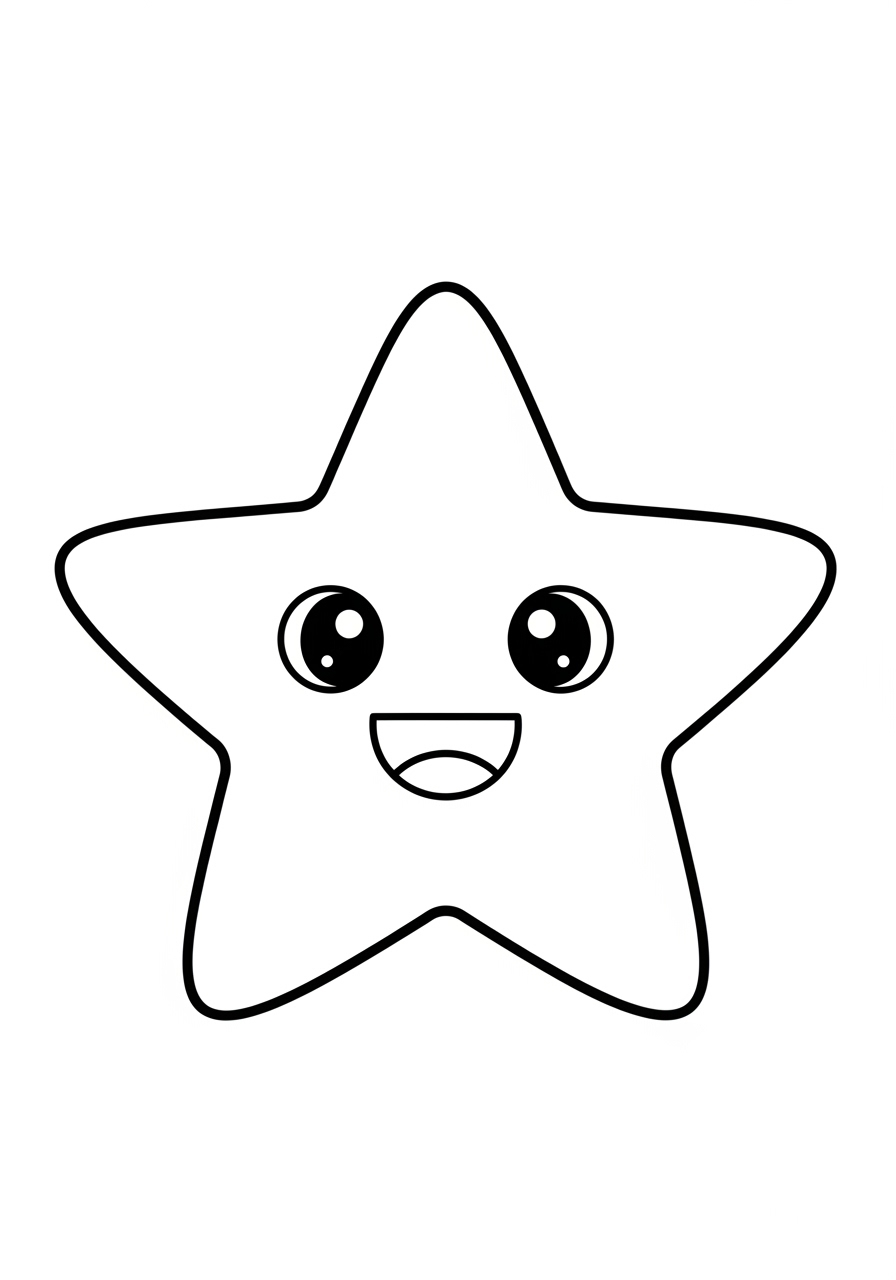 Desenho de Estrela feliz com olhos grandes para colorir
