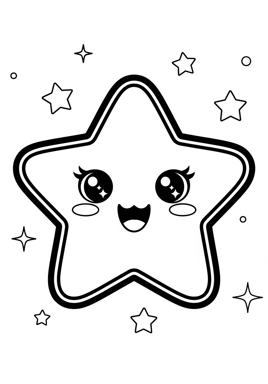 Desenho de Estrela com olhos brilhantes para colorir