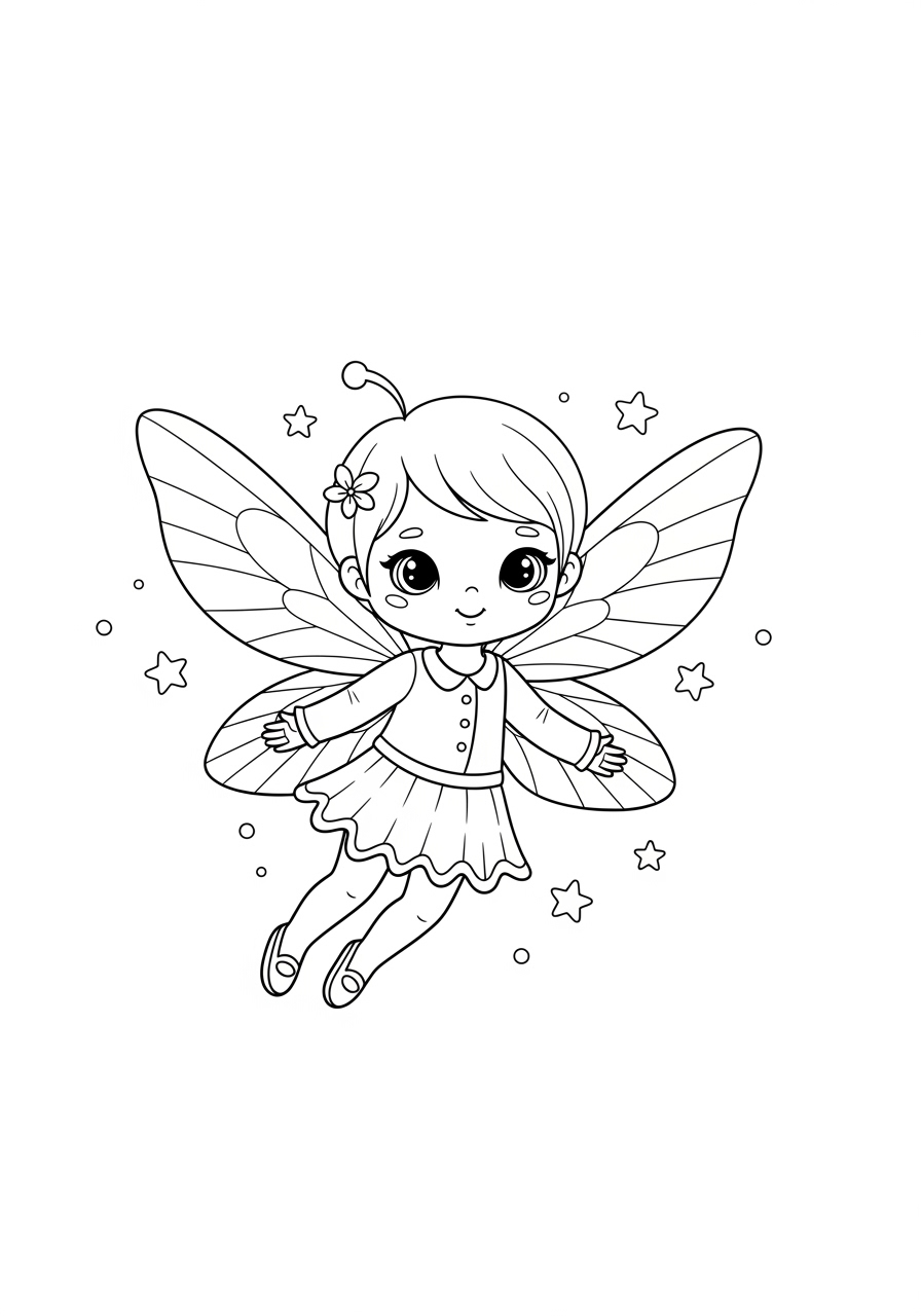 Desenho de Fada fofinha com asas para colorir