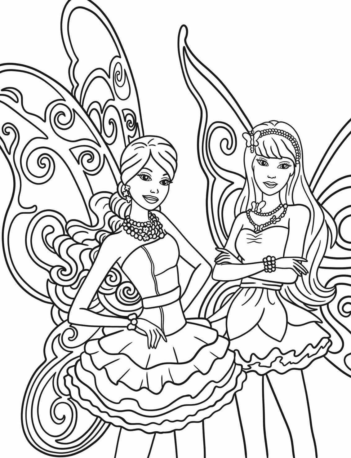 Desenho de Fadas elegantes com asas para colorir