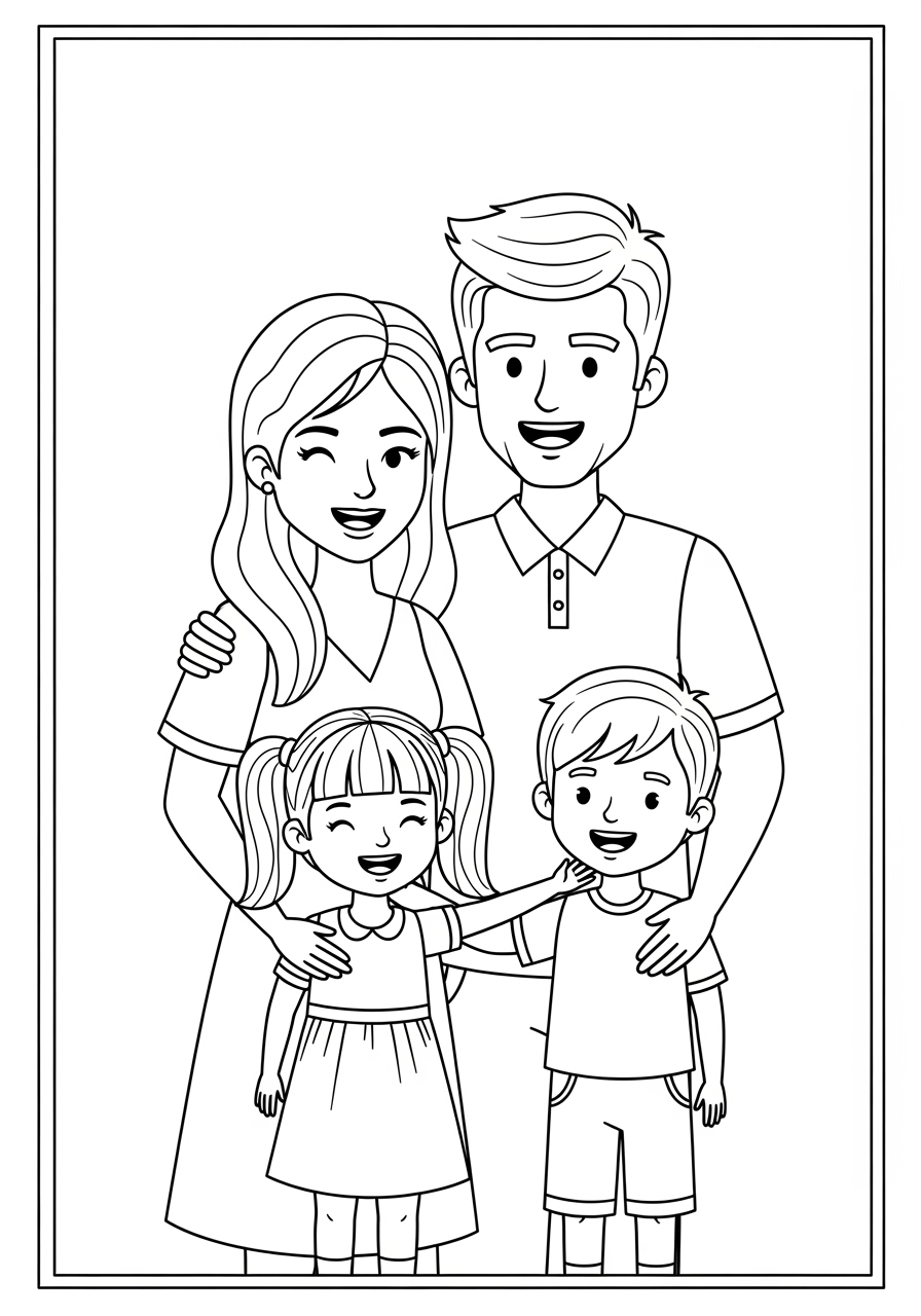 Desenho de Família Fofa para colorir