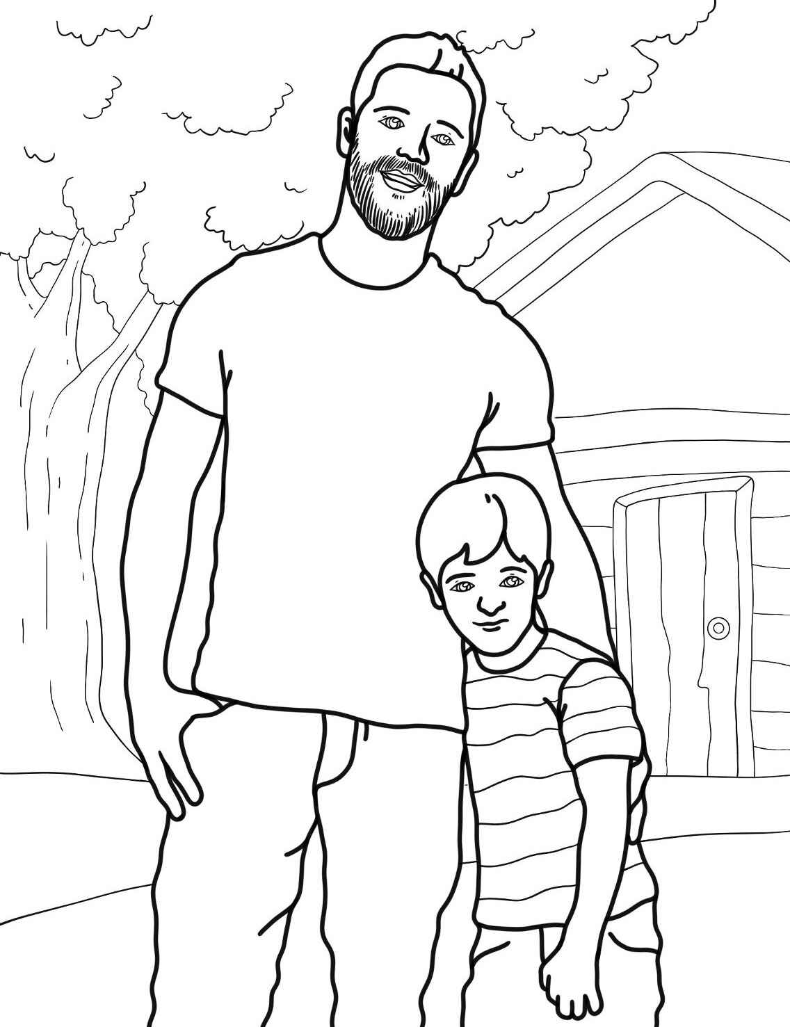 Desenho de Família Pai e Filho para colorir