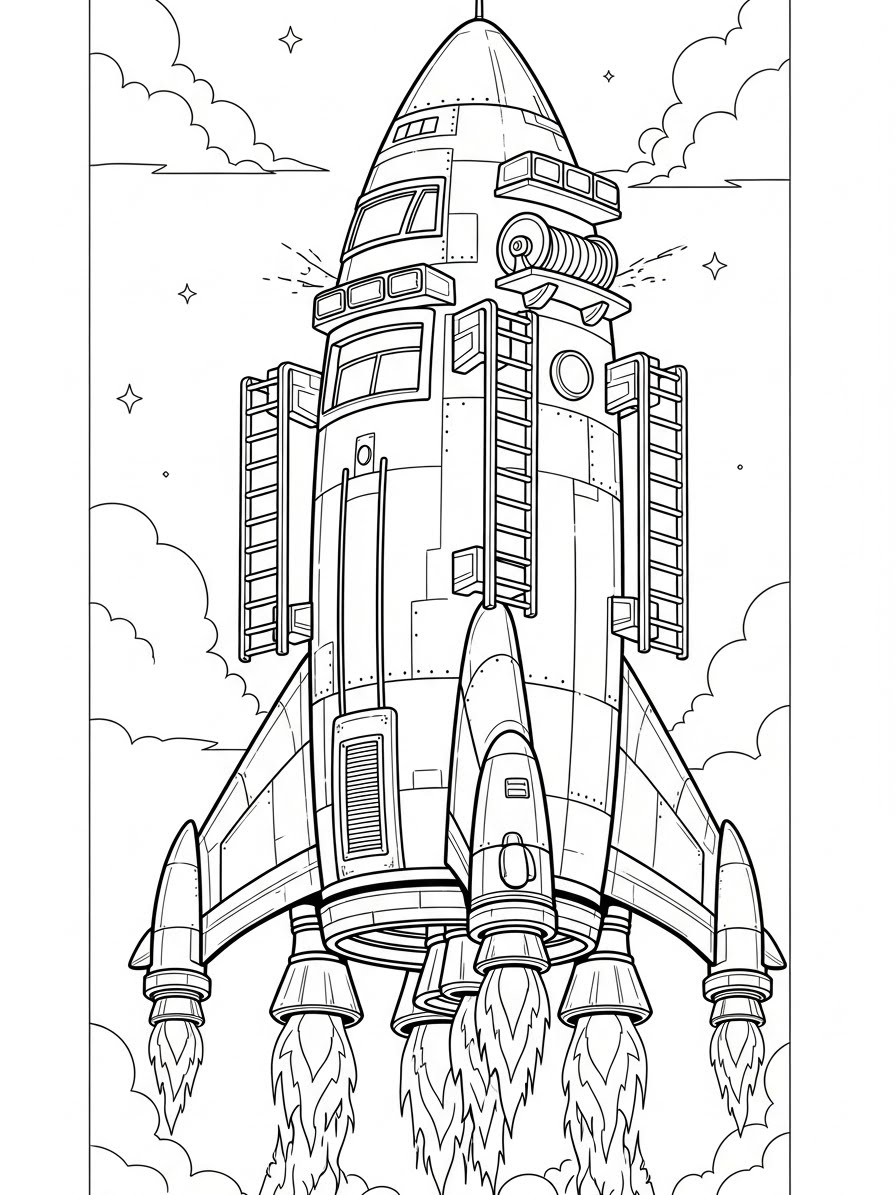 Desenho de Foguete simples para colorir