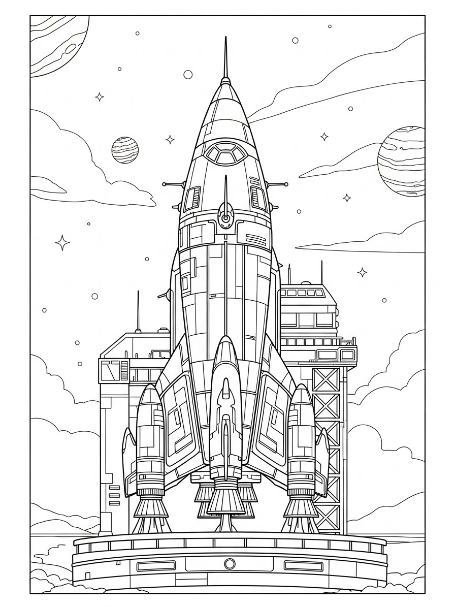 Desenho de Foguete Saturno para colorir