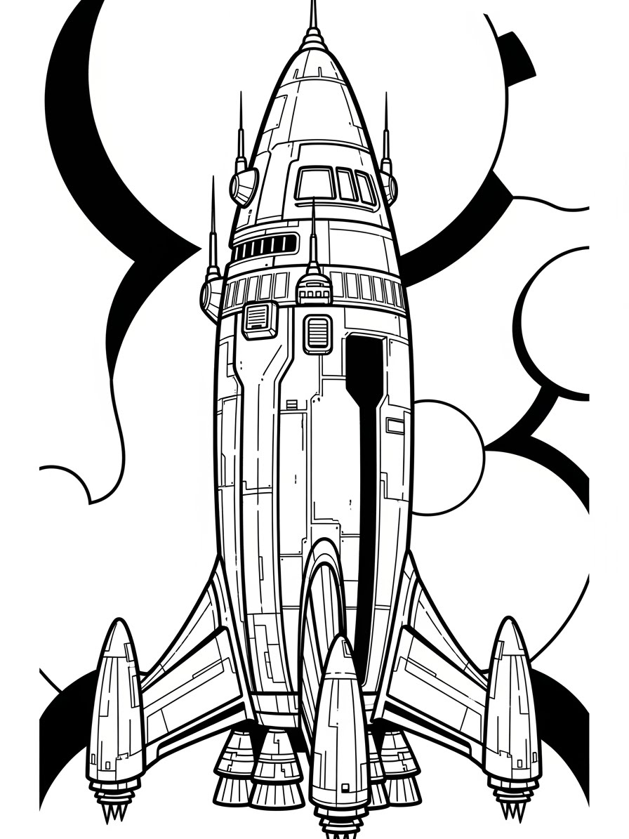 Desenho de Foguete realista para colorir