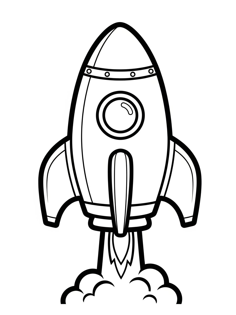 Desenho de Foguete simples com detalhes para colorir