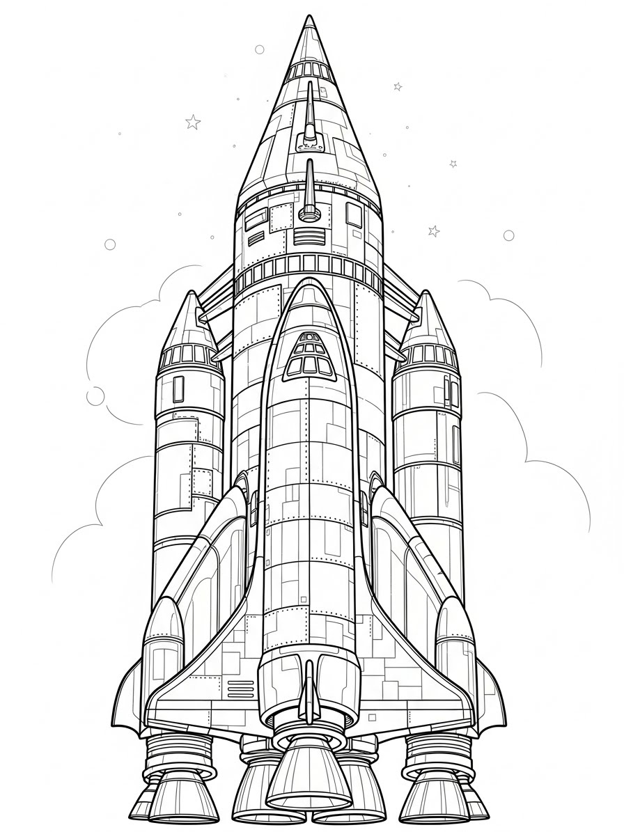 Desenho de Foguete Realista para colorir