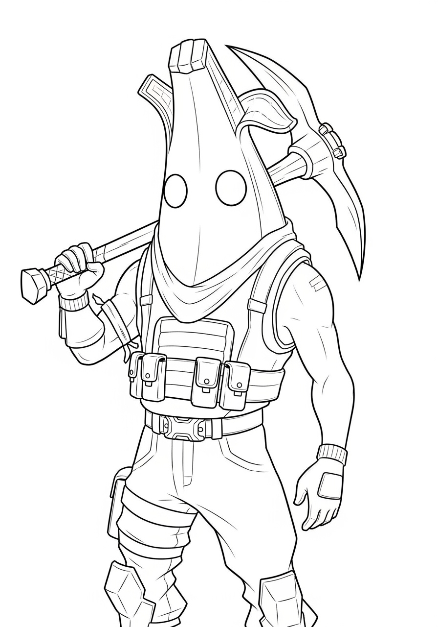 Desenho Fortnite de personagem com cabeça de porco para colorir