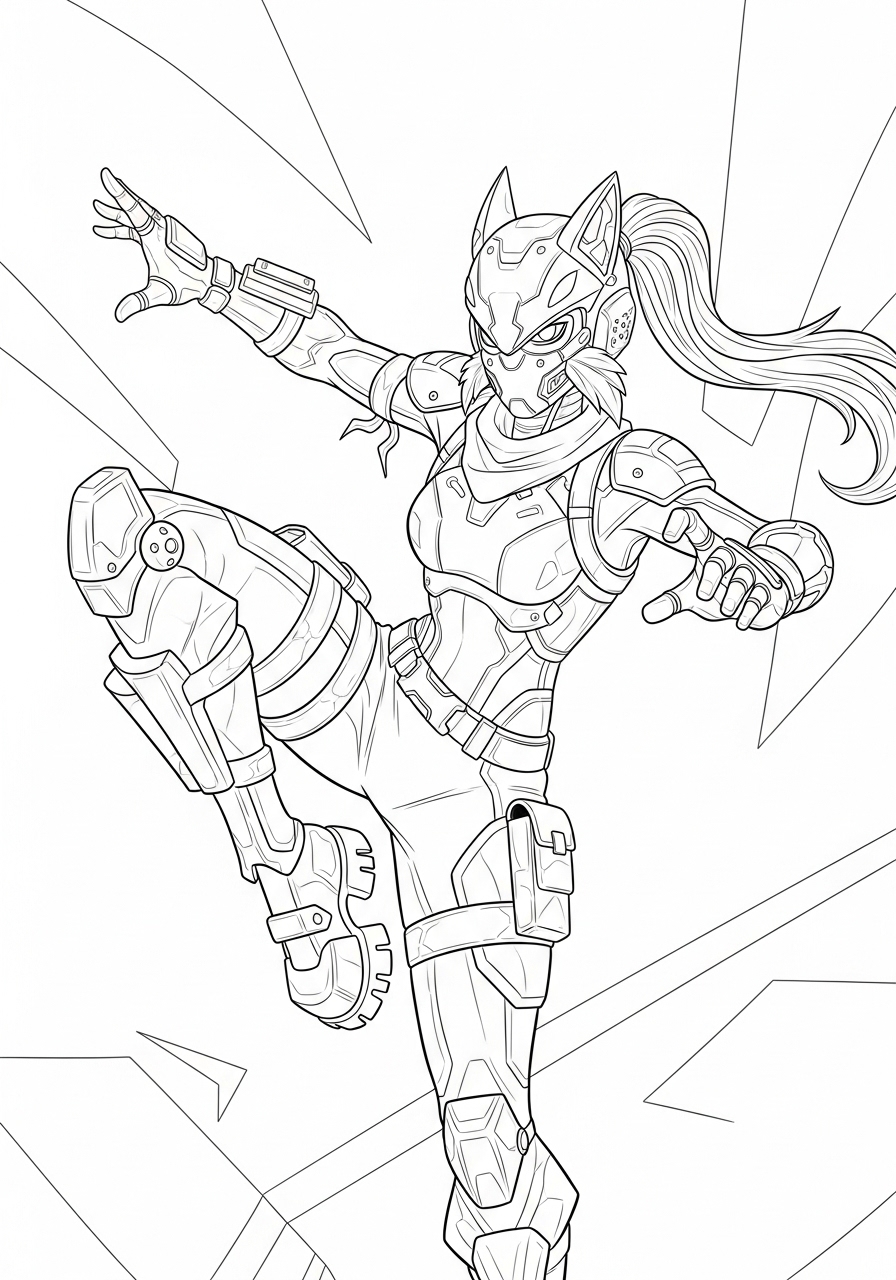 Desenho Fortnite Personagem Catgirl para imprimir e colorir