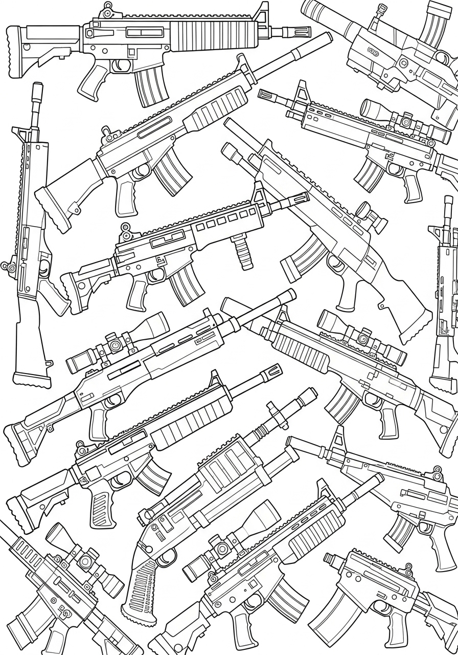 Desenho Fortnite de Armas para imprimir e colorir