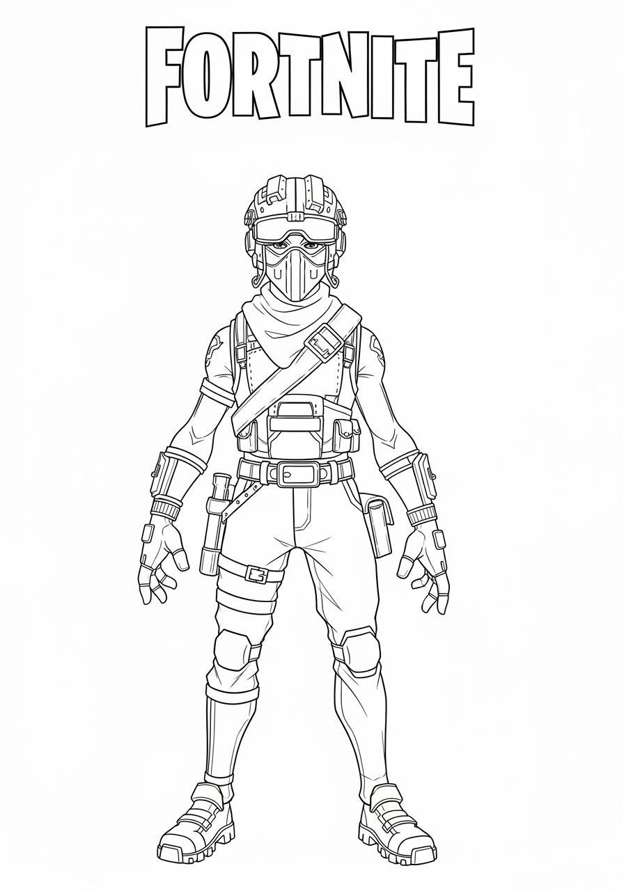Desenho Fortnite de personagem com traje tático para colorir