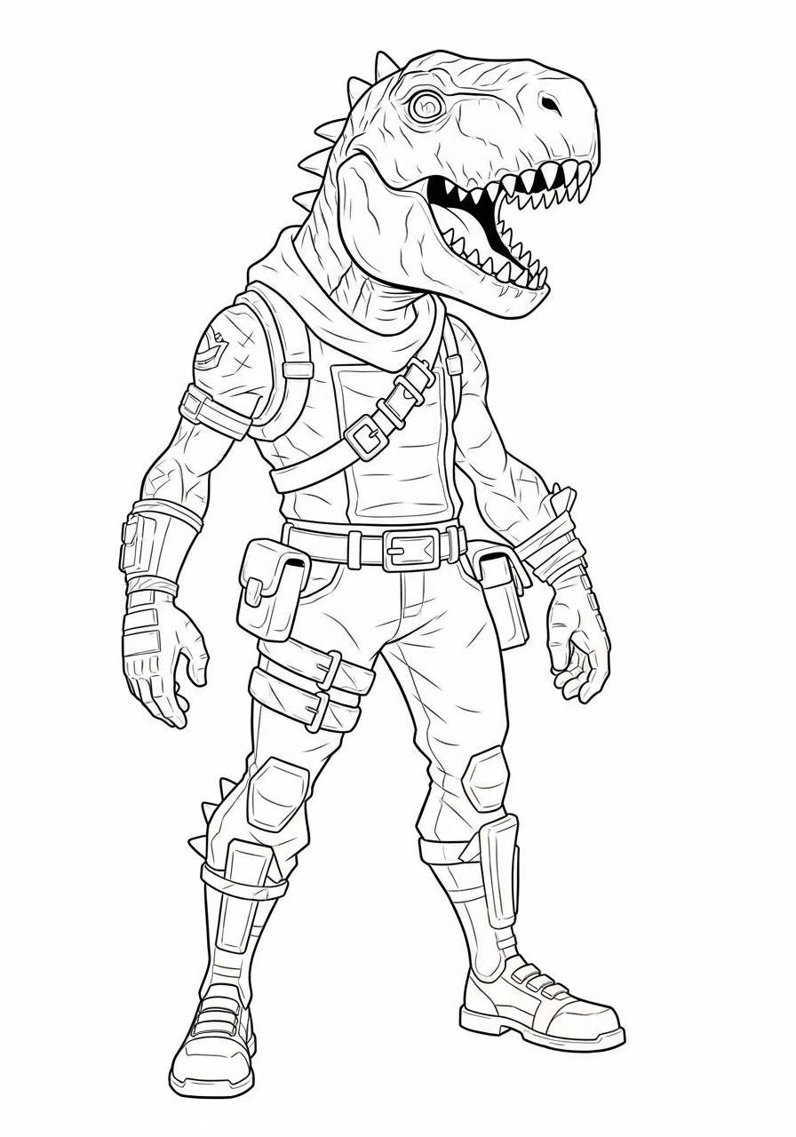 Desenho Fortnite de personagem dinossauro para imprimir e colorir