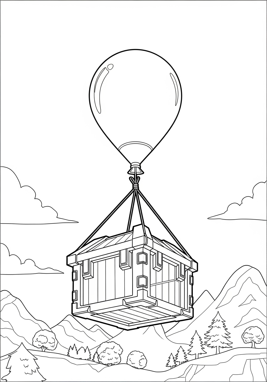 Desenho Fortnite de Caixa Flutuante com Balão para colorir