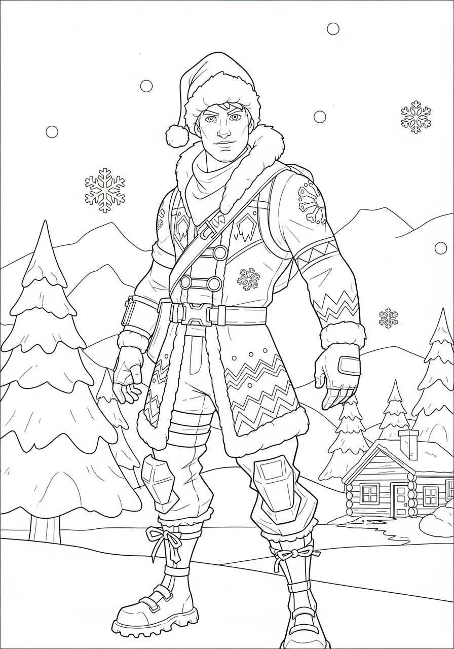 Desenho Fortnite de personagem vestido para o inverno para colorir