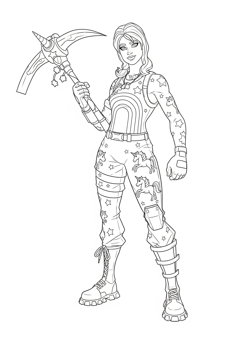 Desenho Fortnite de Personagem com Skin Colorida para imprimir e colorir