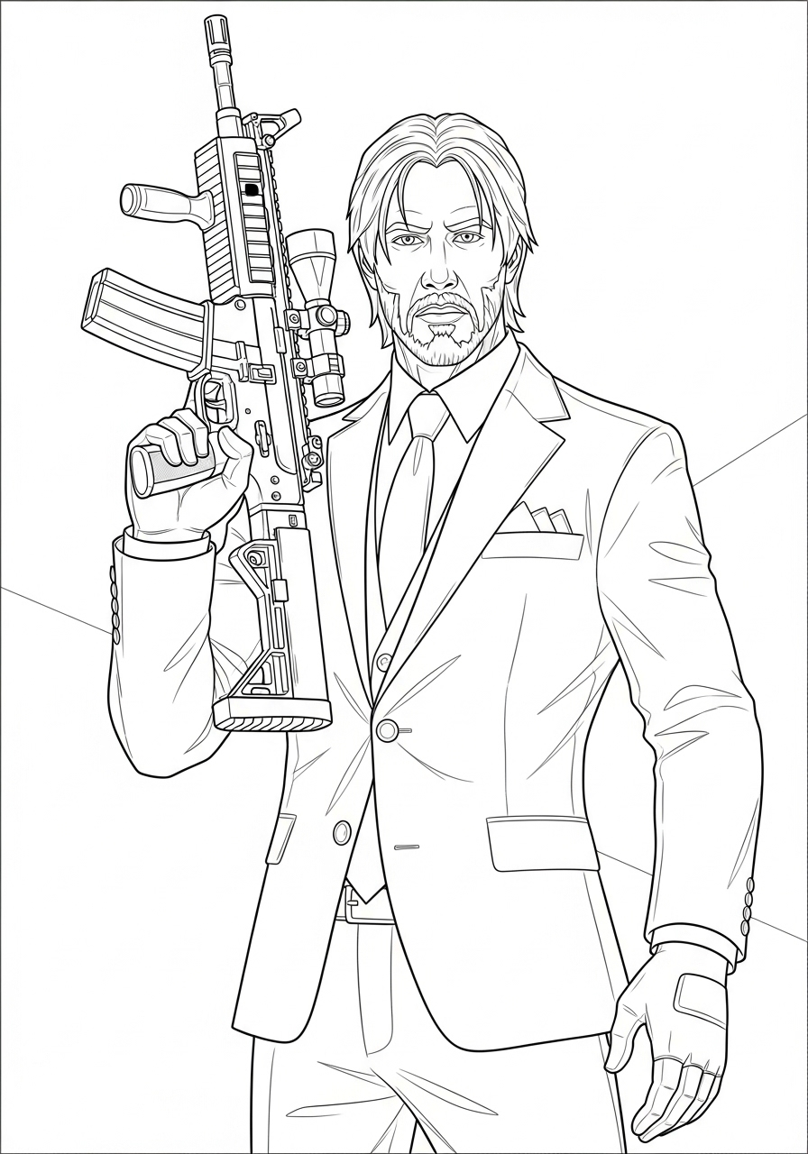 Desenho Fortnite de Personagem com Arma para imprimir e colorir