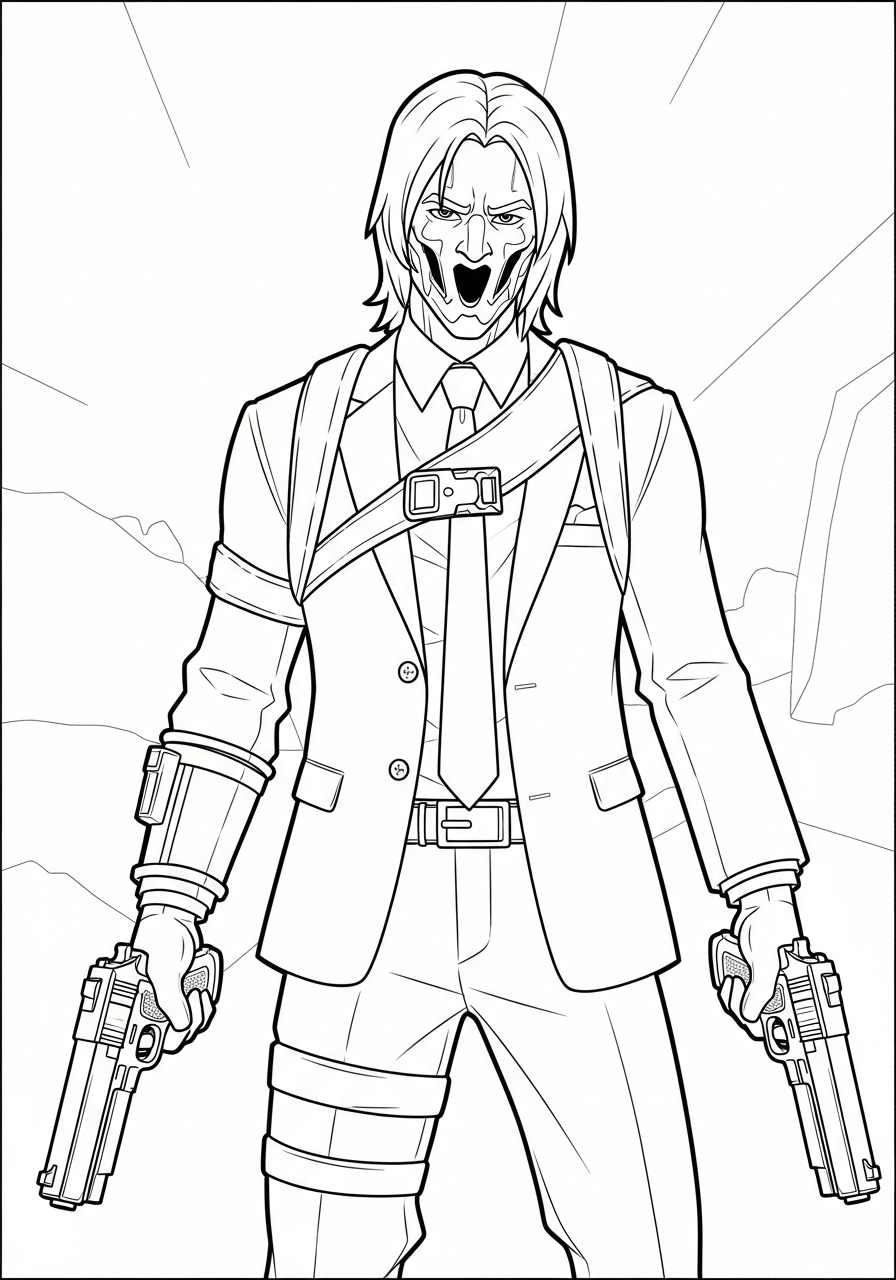 Desenho Fortnite Personagem de Traje com Armas para colorir