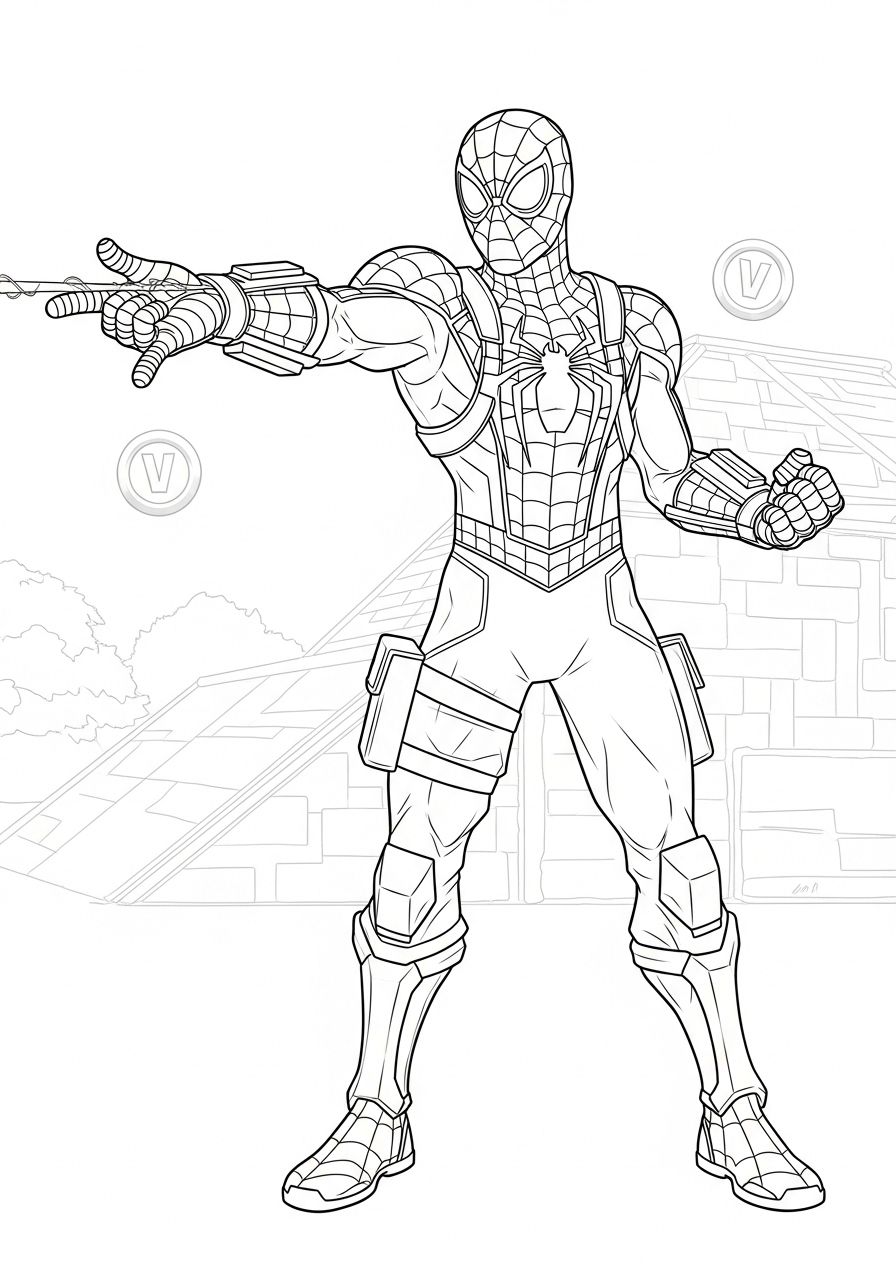 Desenho Fortnite de Personagem com Traje de Aranha para colorir