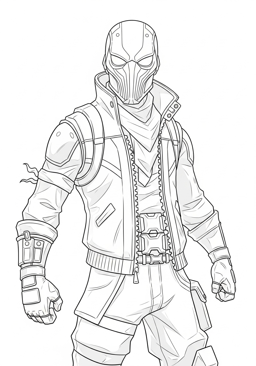 Desenho Fortnite de Personagem com Máscara para imprimir e colorir