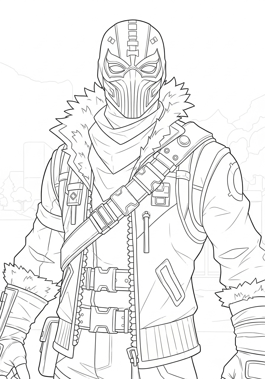 Desenho Fortnite de personagem com máscara espinhosa para colorir