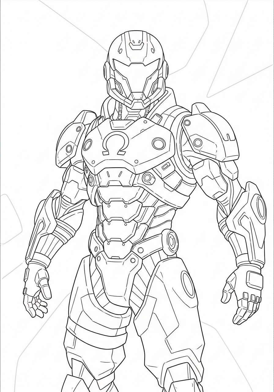 Desenho Fortnite de Personagem Robótico com Armadura para colorir