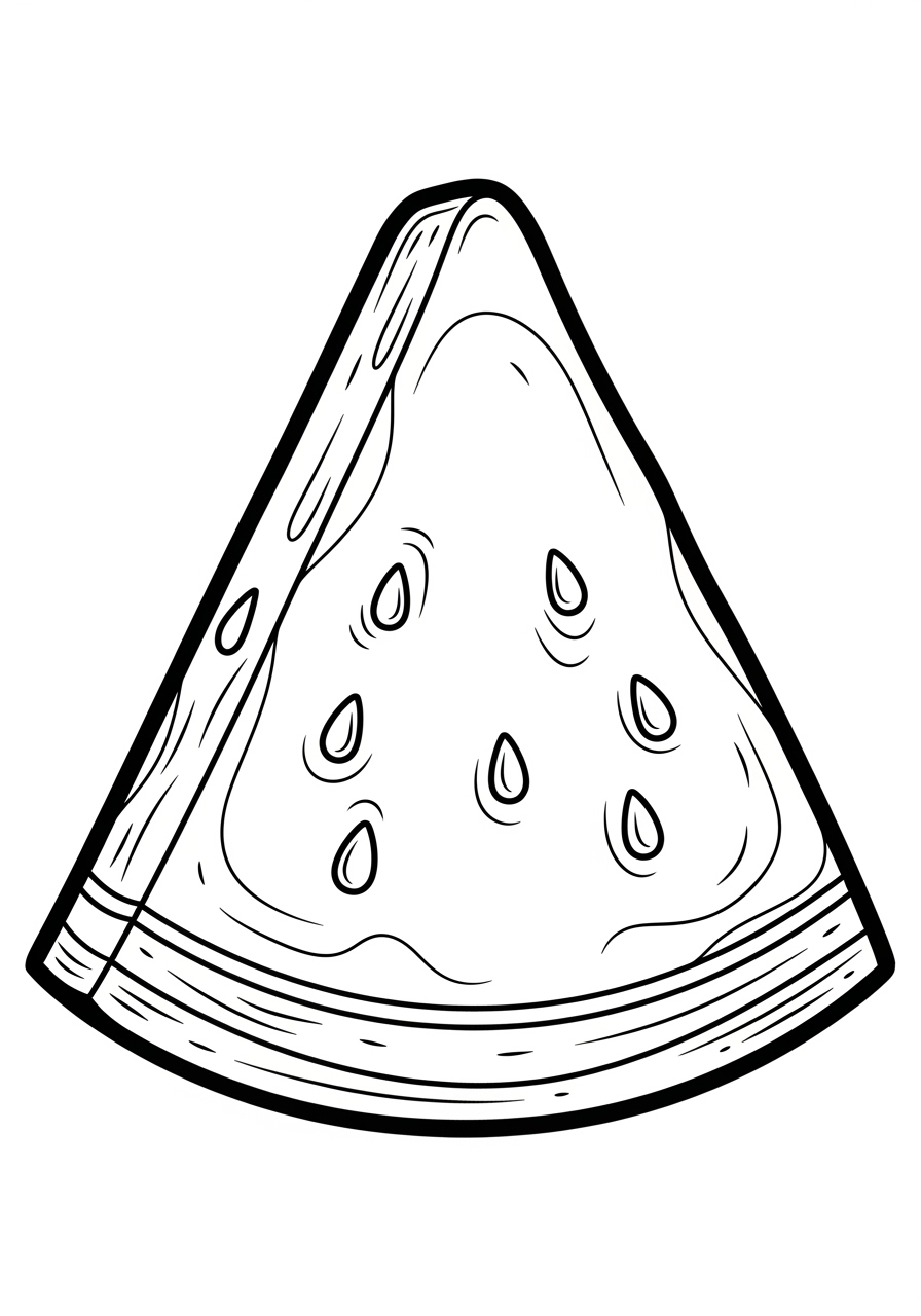 Desenho da Fruta Melancia em fatia para colorir