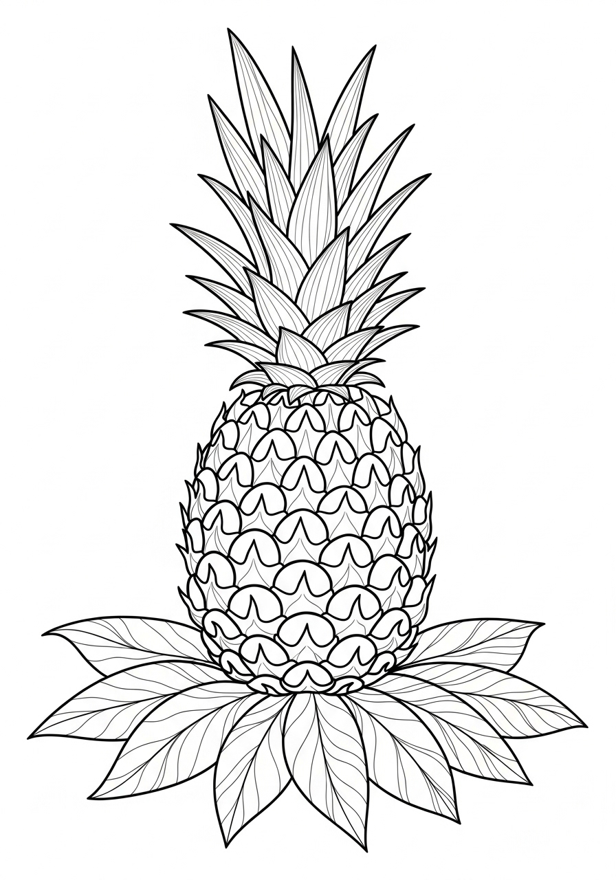 Desenho da Fruta Abacaxi para colorir