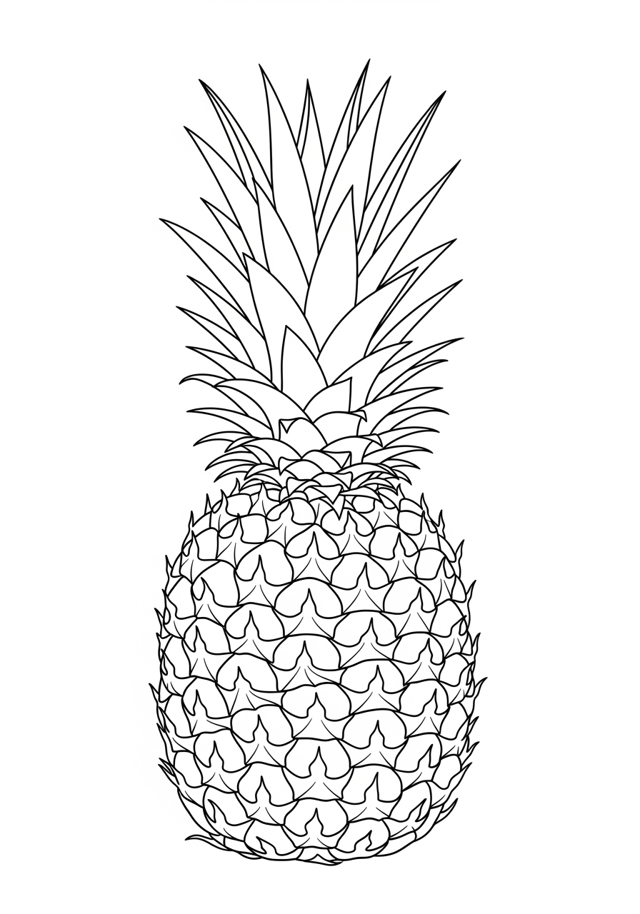 Desenho da Fruta Abacaxi inteiro para colorir
