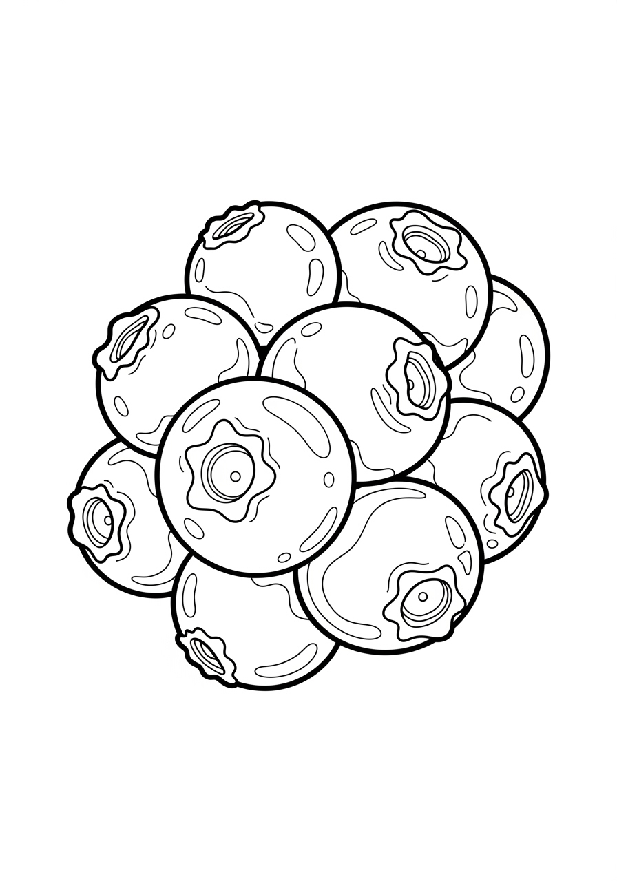 Desenho da Fruta Mirtilo em grupo para colorir