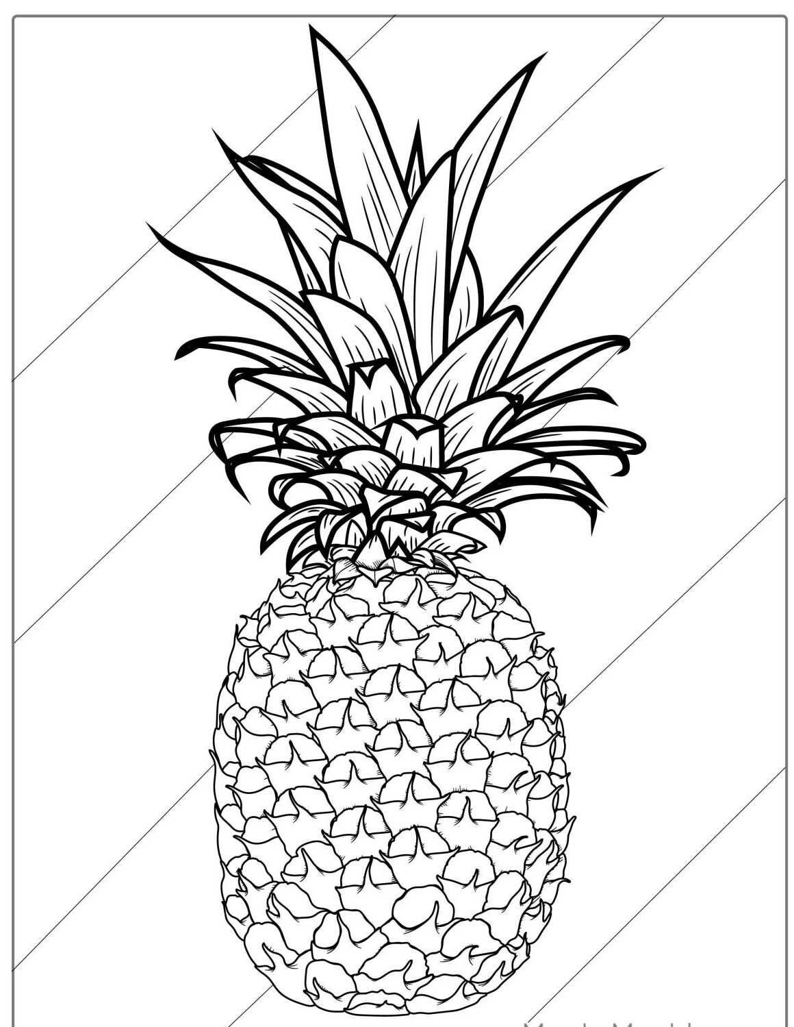 Desenho da Fruta Abacaxi inteiro para colorir