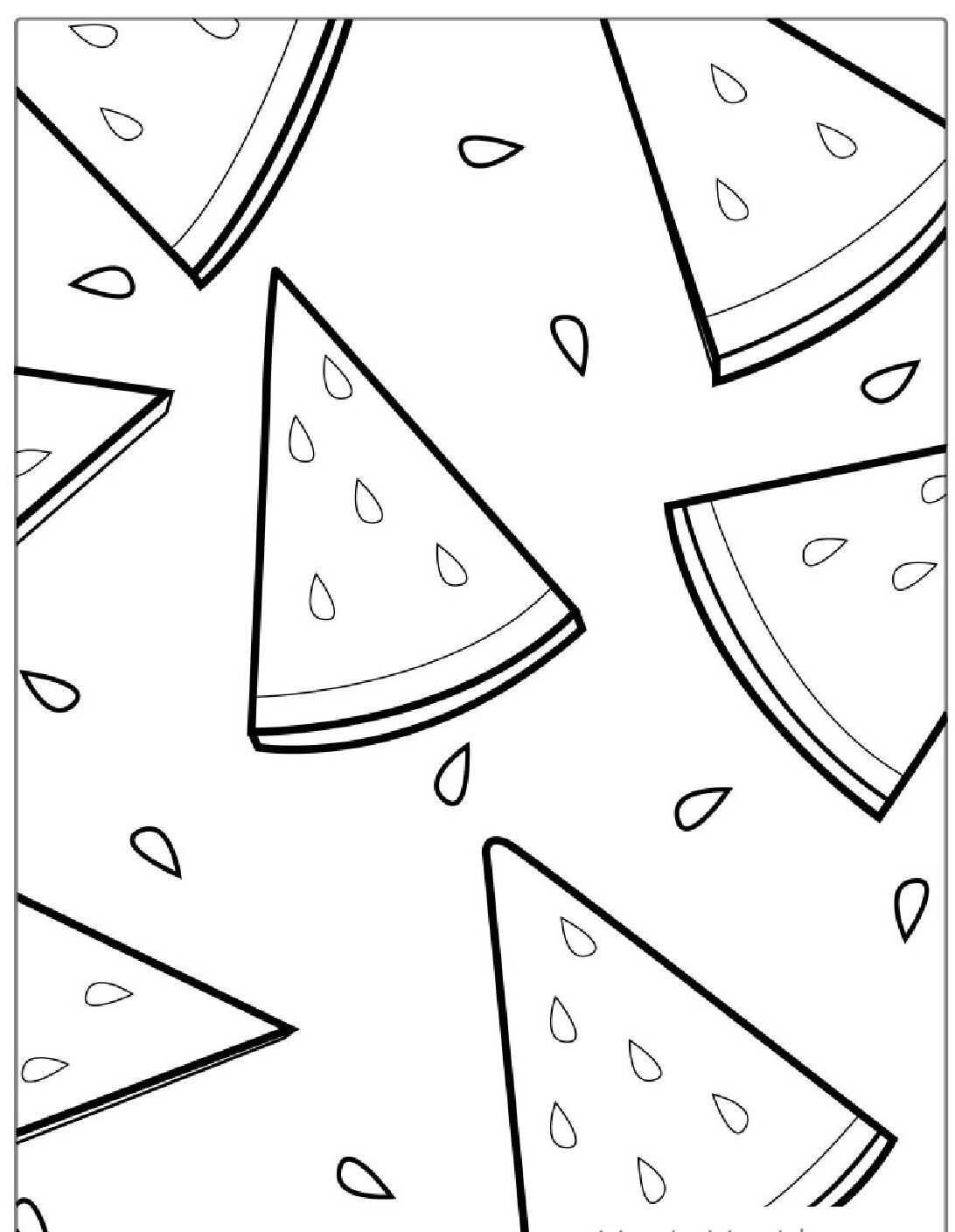 Desenho da Fruta Melancia em fatias para colorir