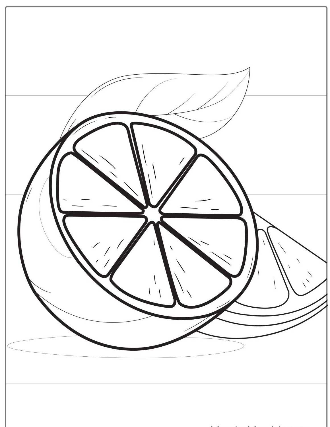 Desenho da Fruta Laranja fatiada para colorir