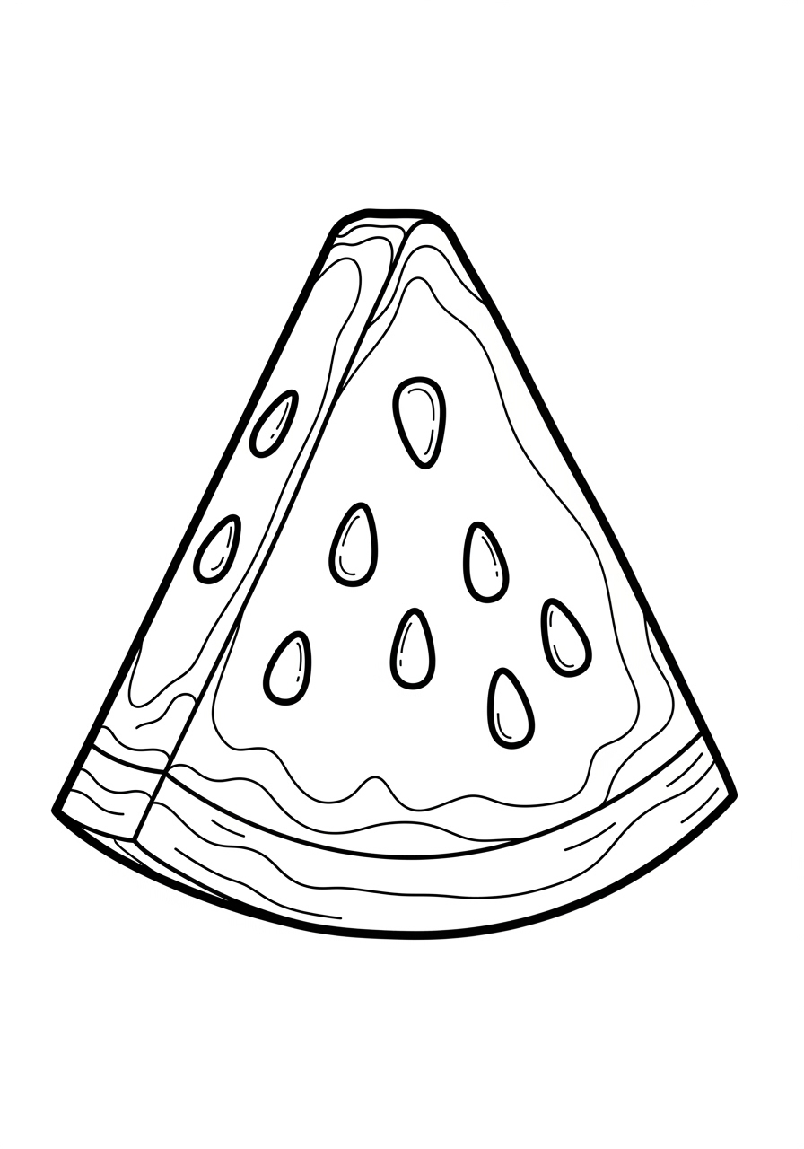 Desenho da Fatia de Melancia para colorir