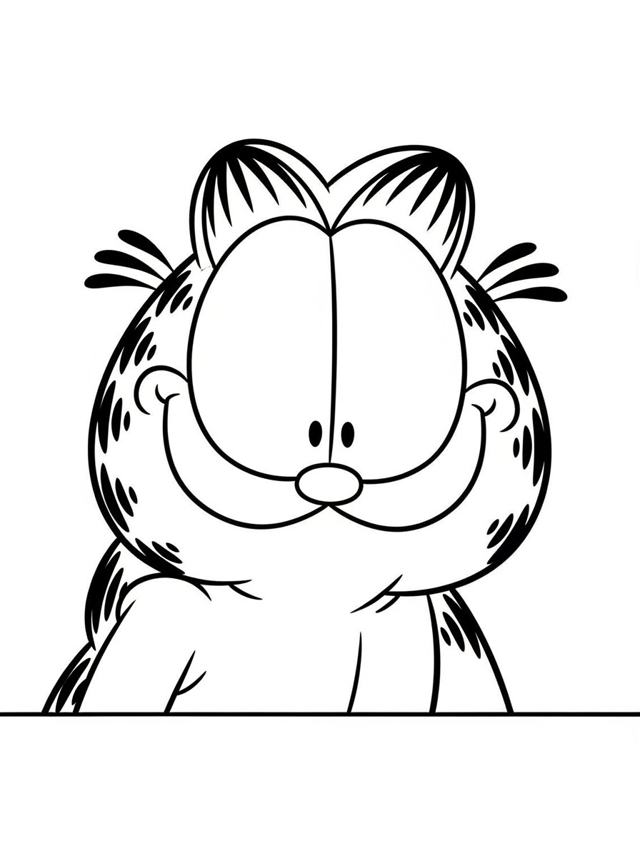 Desenho do Garfield sorrindo para colorir