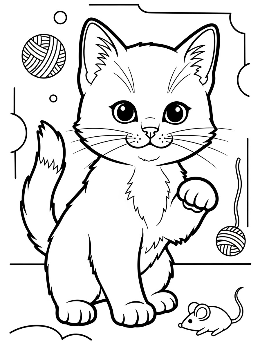 Desenho de Gatinha fofa para colorir