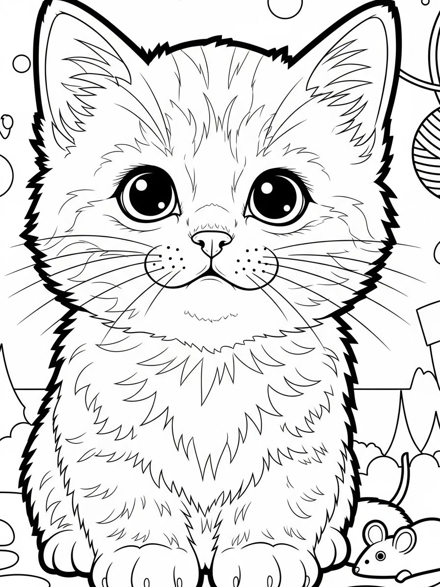 Desenho de Gatinha fofa para colorir