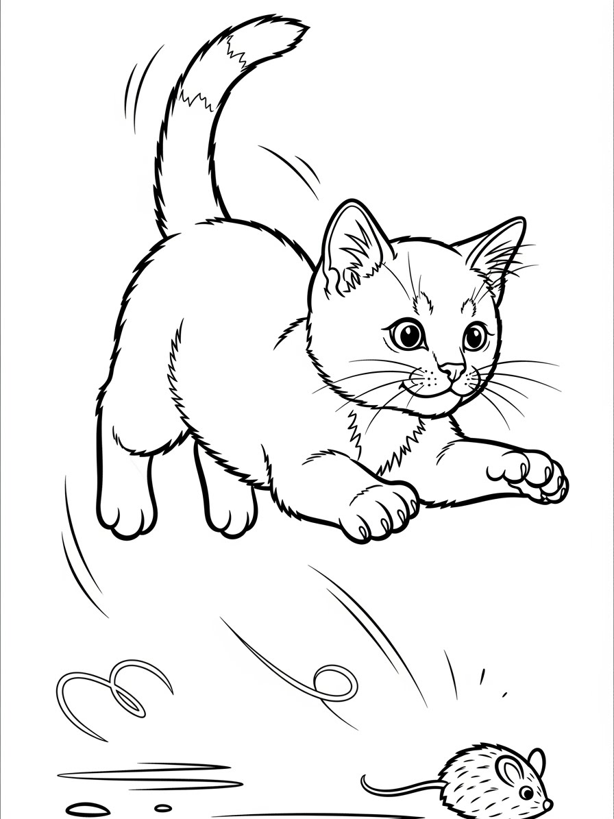 Desenho de Gatinha pulando para colorir