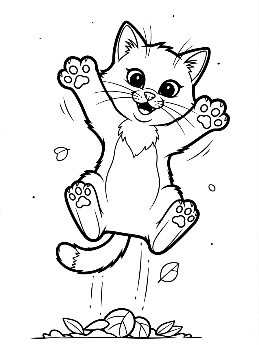 Desenho de Gatinha pulando para colorir