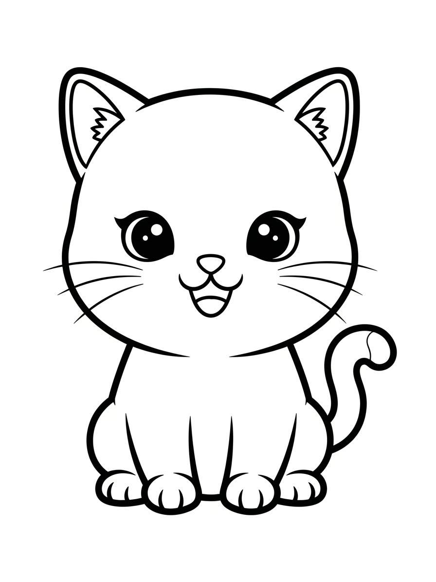 Desenho de Gatinha fofa para colorir