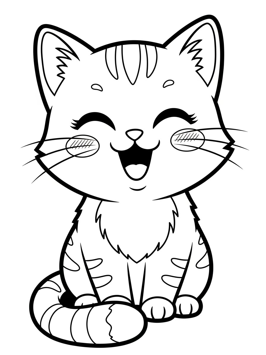 Desenho de Gatinha sorrindo para colorir