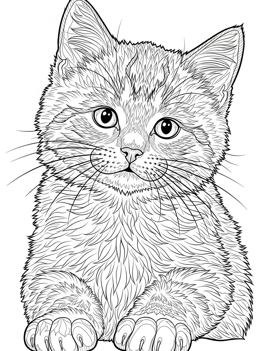 Desenho de Gatinha fofa deitada para colorir